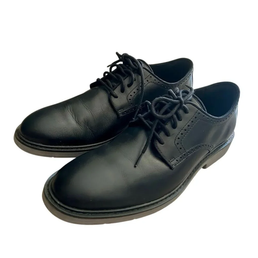 COLE HAAN MEN'S GO-TO PLAIN TOE OXFORD BLACK GRAY MIDSOLE LEATHER C34123 10.5
